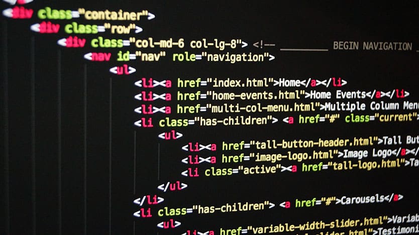 Code written on a computer screen