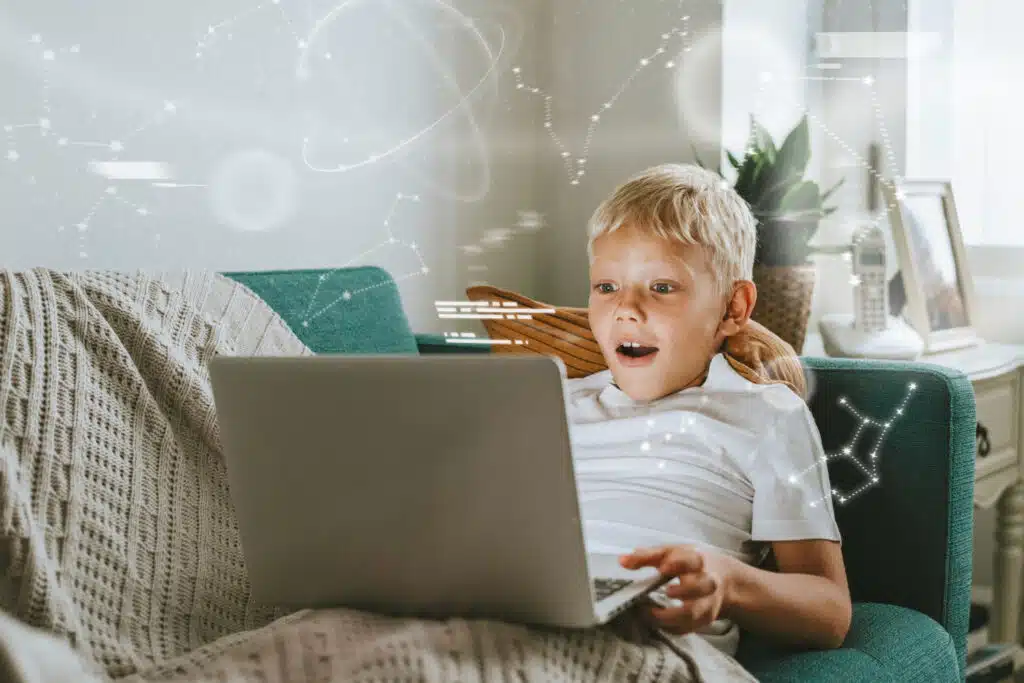 image of a kid learning coding online