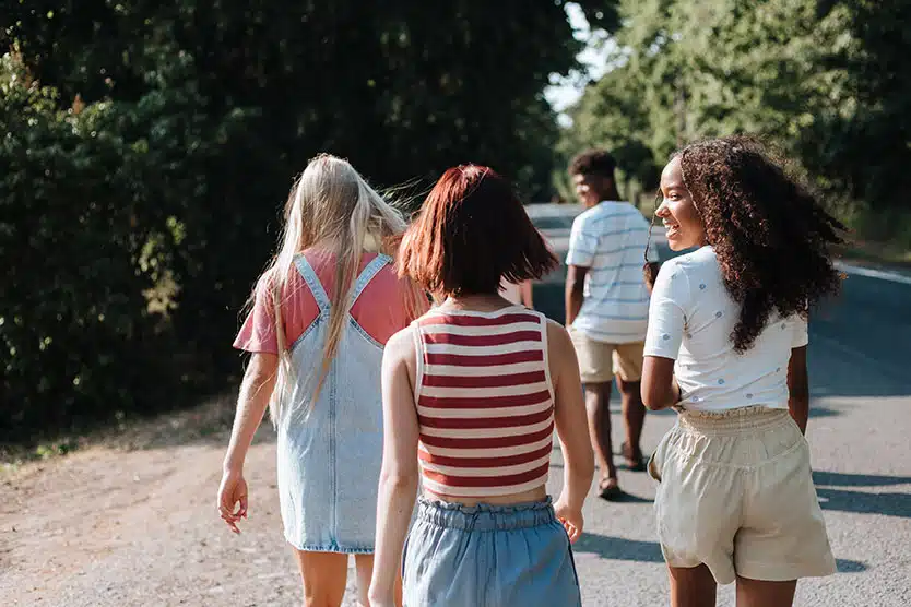 group of teenagers walking